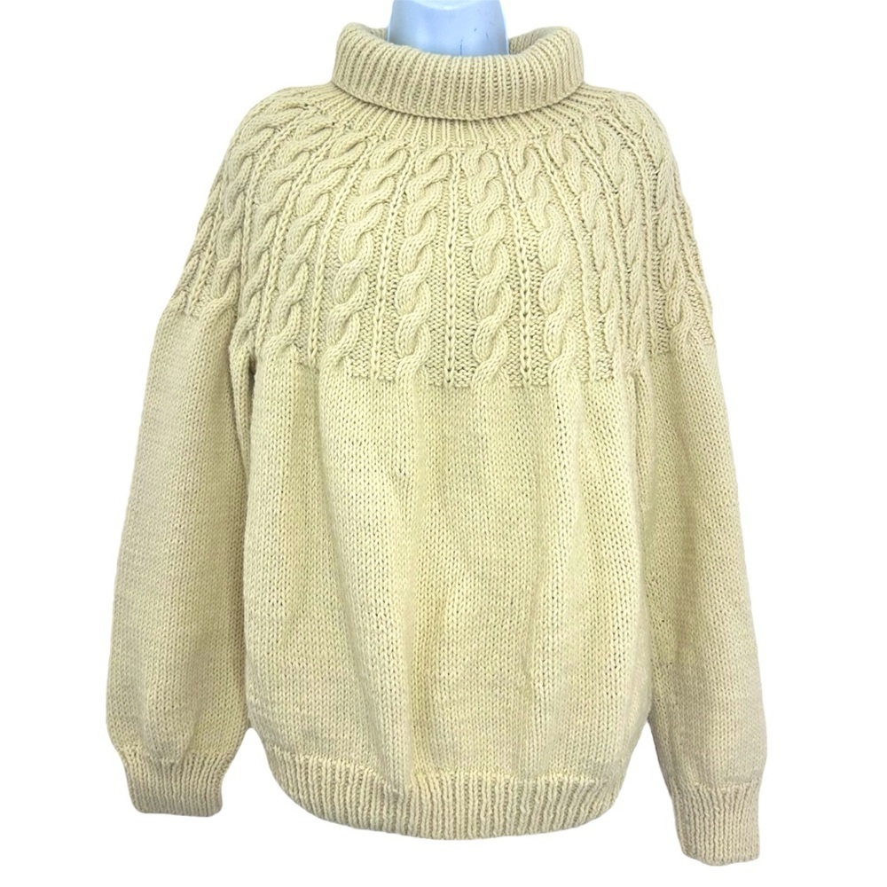 Suigeneris Wool Cable Knit Fisherman Sweater Size L Cream Rory Gilmore